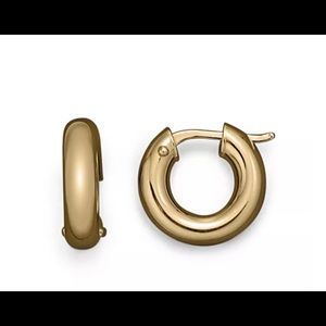 18K Yellow Gold Huggie Hoop Earrings/0.5"